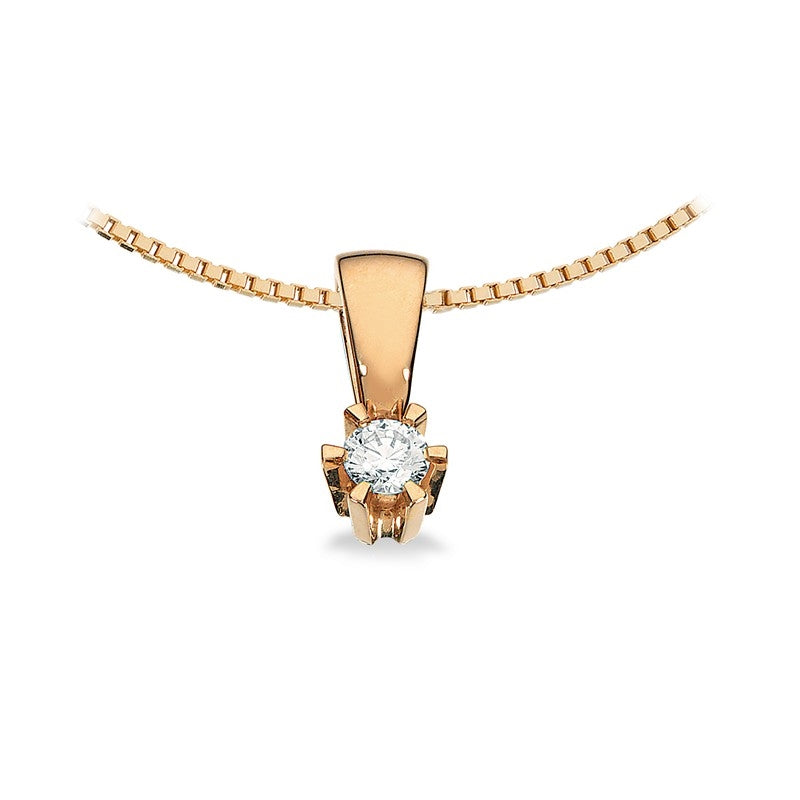 Scrouples prinsesse vedhæng i 14 kt. guld med diamant, detalje af fatning