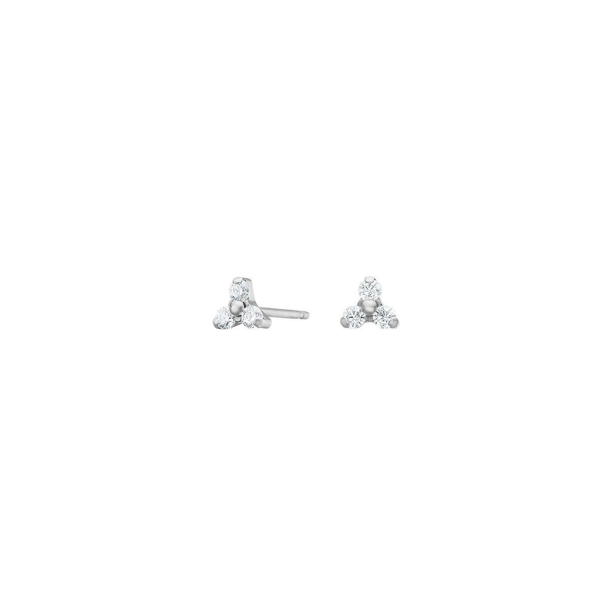 Nordahl Andersen blomsterøreringe i titanium med 3 klare zirkonia – nikkelfri og allergivenlige ørestikker på 4,5 mm