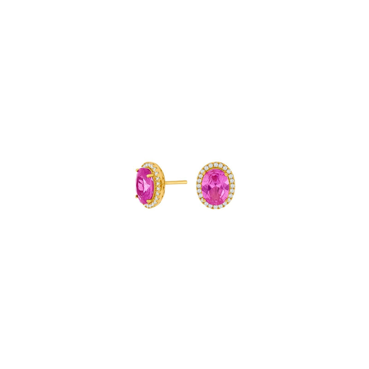 Joanli Nor MilleNor øreringe i forgyldt sølv med pink zirkonia