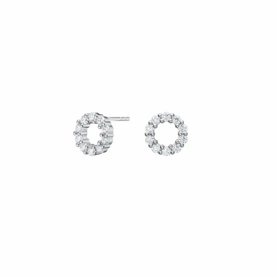 JoanliNor cirkel ørestikker i 925 sterling sølv med skinnende zirkoner – 8 mm i diameter