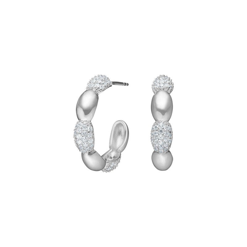 JoanliNor REBECCANOR creoler i 925 sterling sølv med pavé-fatning af hvide zirkonia, 20 mm