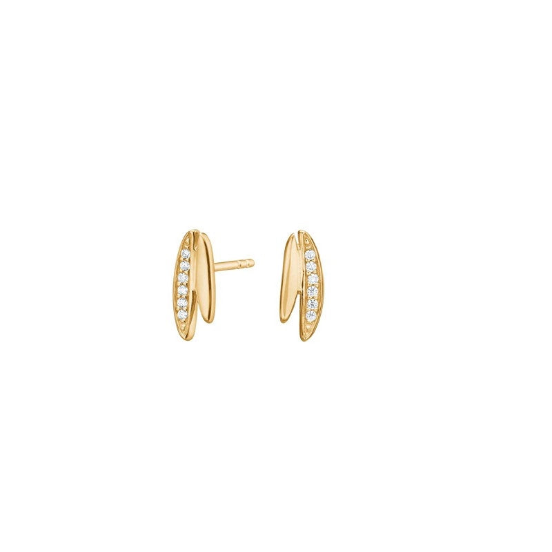 Siersbøl aflange ørestikker i 8 karat guld med klare zirkonia i elegant, minimalistisk design