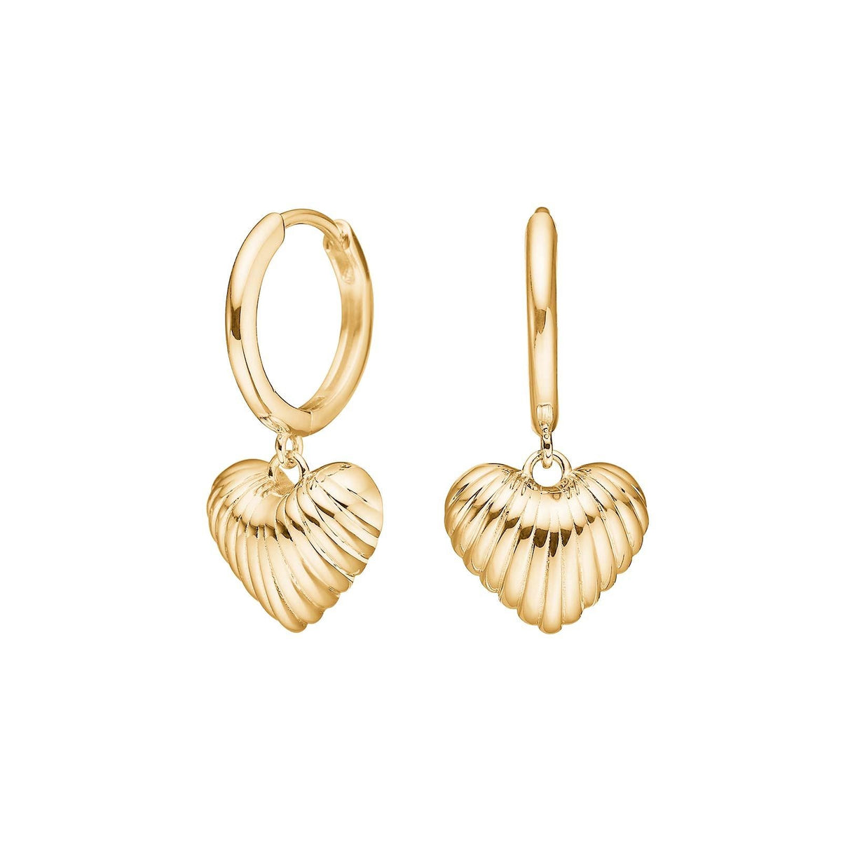 Nordahl Andersen BREEZE52 hoops i forgyldt sølv med hjerter – 26 mm diameter