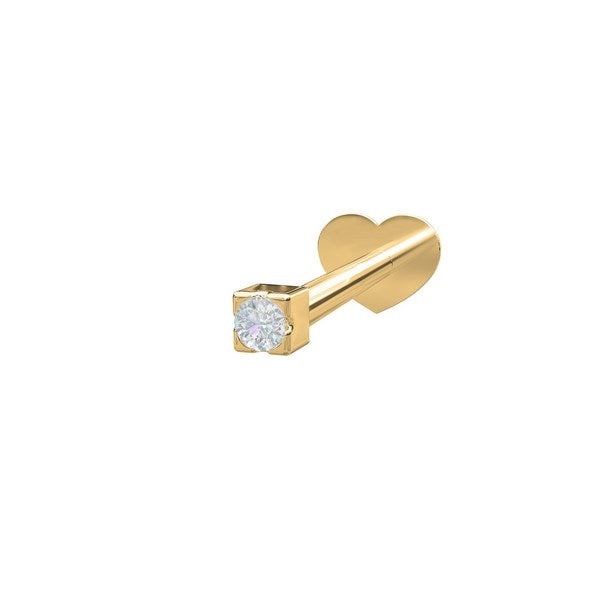 Nordahl Andersen labret piercing i 14 karat guld med diamant – minimalistisk design til øret