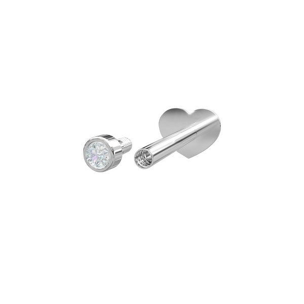 Nordahl Andersen labret piercing i rhodineret sølv med zirkonia – set fra siden