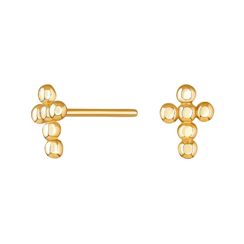 Siersbøl øreringe i 8 karat guld med klassisk kuglekors, 5x7 mm