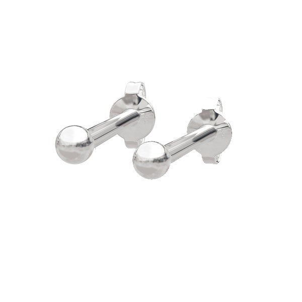 Nordahl Andersen Pierce52 ørestik i rhodineret sølv med kugle, set fra siden