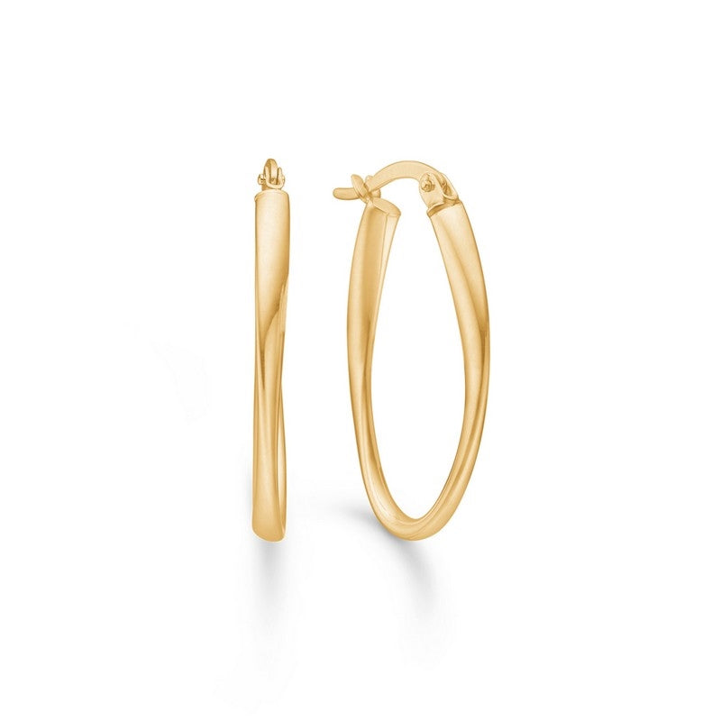 Mads Z Silvia hoops i 8 kt. guld med grafisk facon og elegant højde på 27 mm