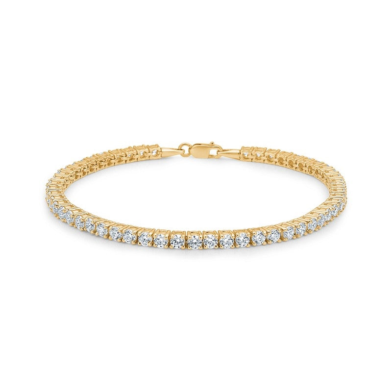 Mads Z tennisarmbånd i 8 kt guld med hvide zirkoner – 3 mm bredt og funklende
