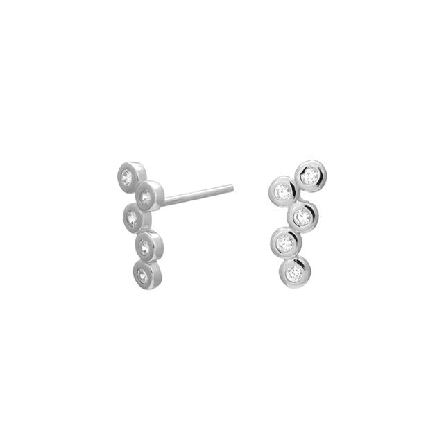JoanliNor EVANOR ørstikker i sterlingsølv med kubisk zirkonia – 11 mm med blank, poleret finish