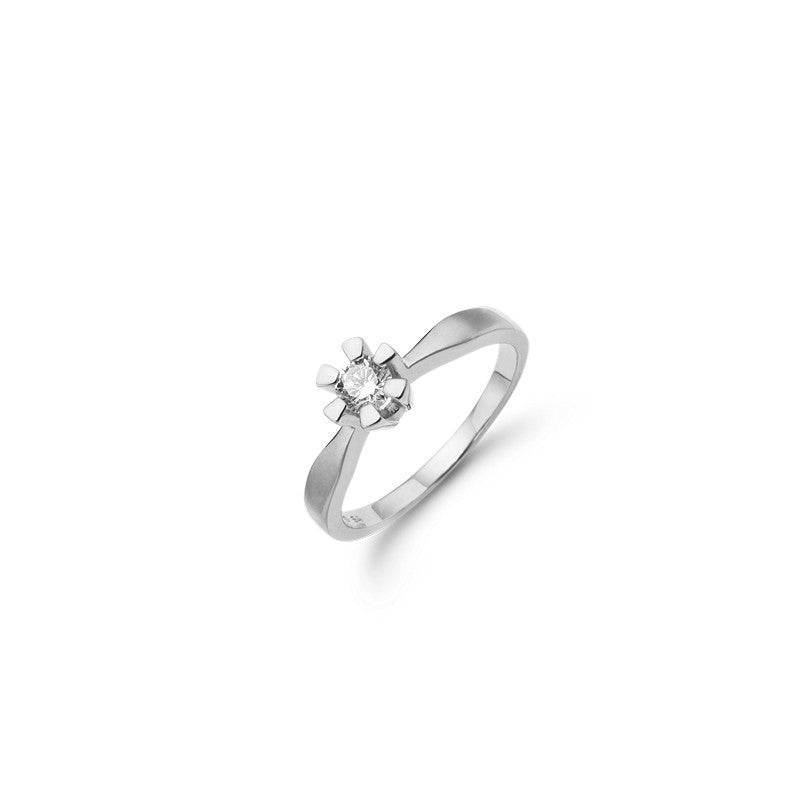 Aagaard eternity diamantring i 14 kt hvidguld med fire grabber – nærbillede af fatning