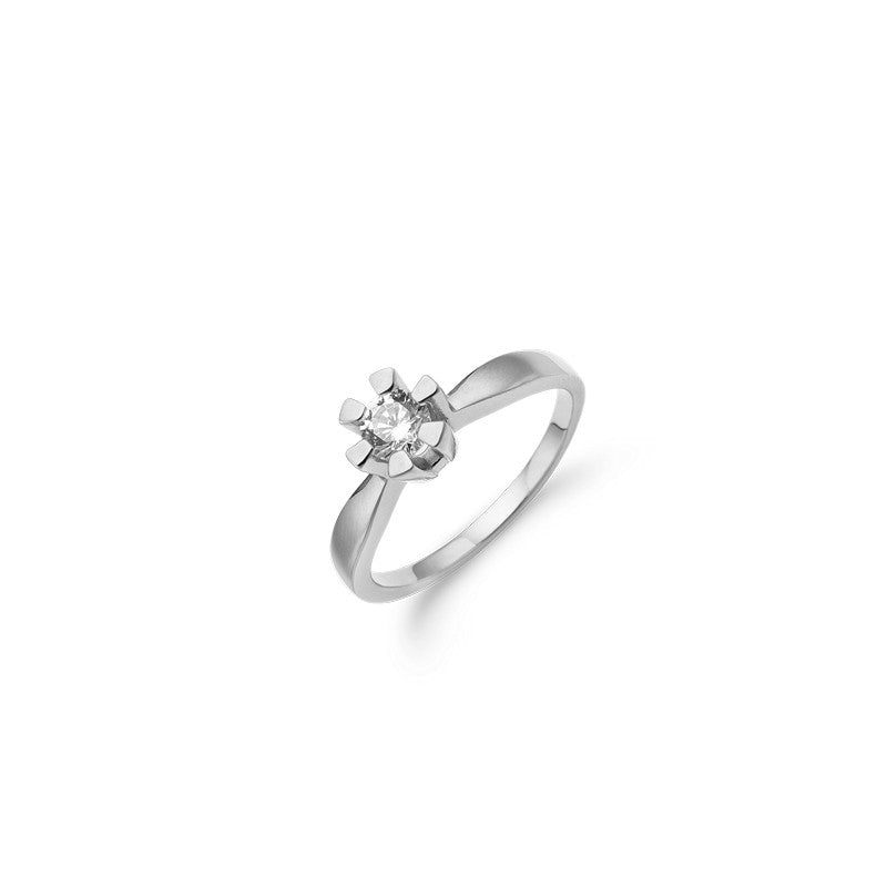Aagaard eternity diamantring i 14 kt hvidguld med fire grabber – nærbillede af fatning