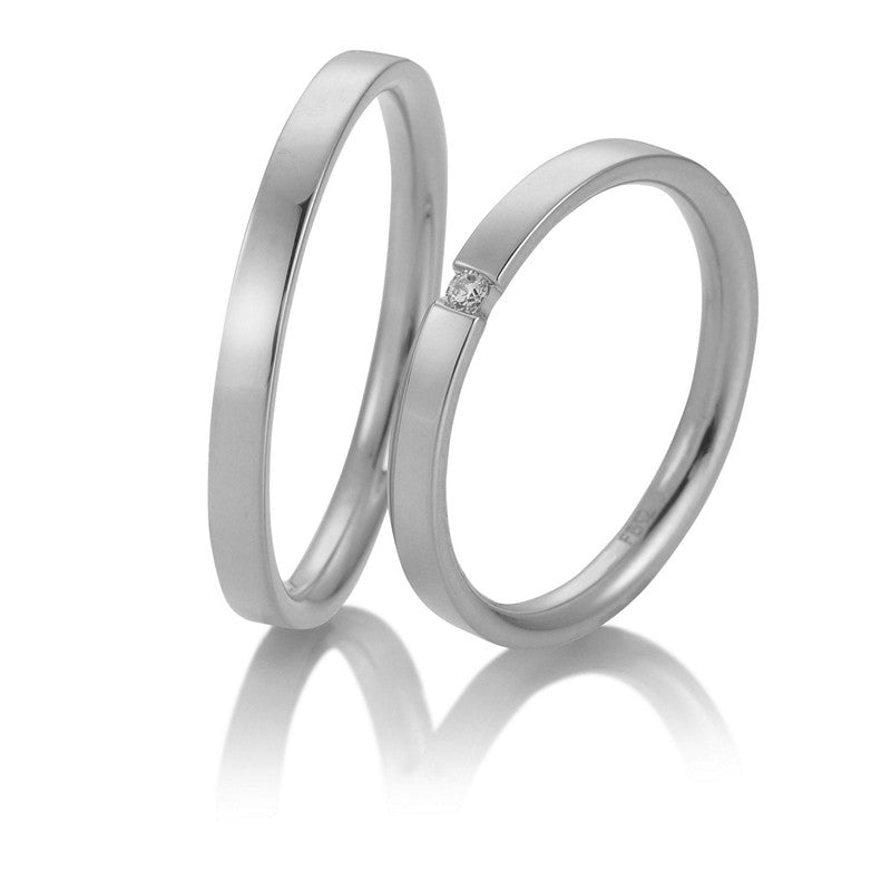 Breuning vielsesringe i 9-14 kt hvidguld med 0,03 ct
