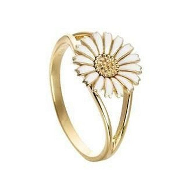 Kranz & Ziegler marguerit ring i forgyldt sølv med hvid blomst – klassisk og feminin