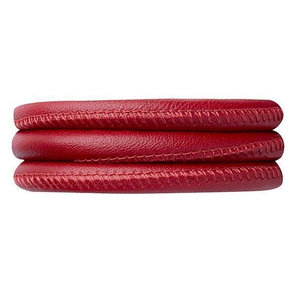 Christina læderarmbånd i rød med forgyldt lås 30 cm