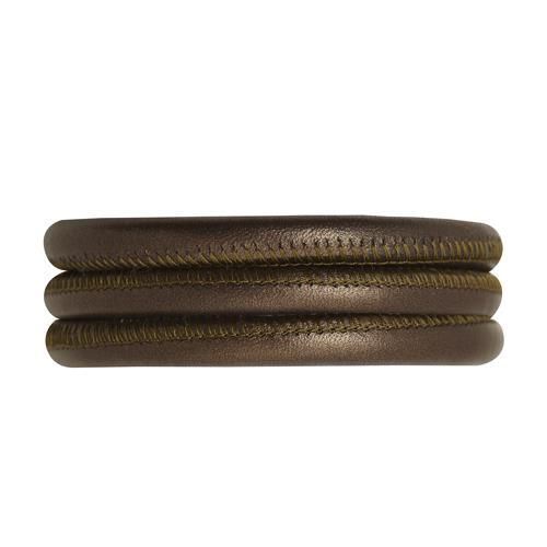 Christina læderarmbånd i Army med forgyldt lås 30 cm