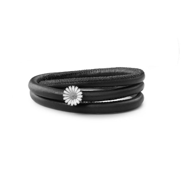 Christina Marguerite læderarmbånd med charm i sølv