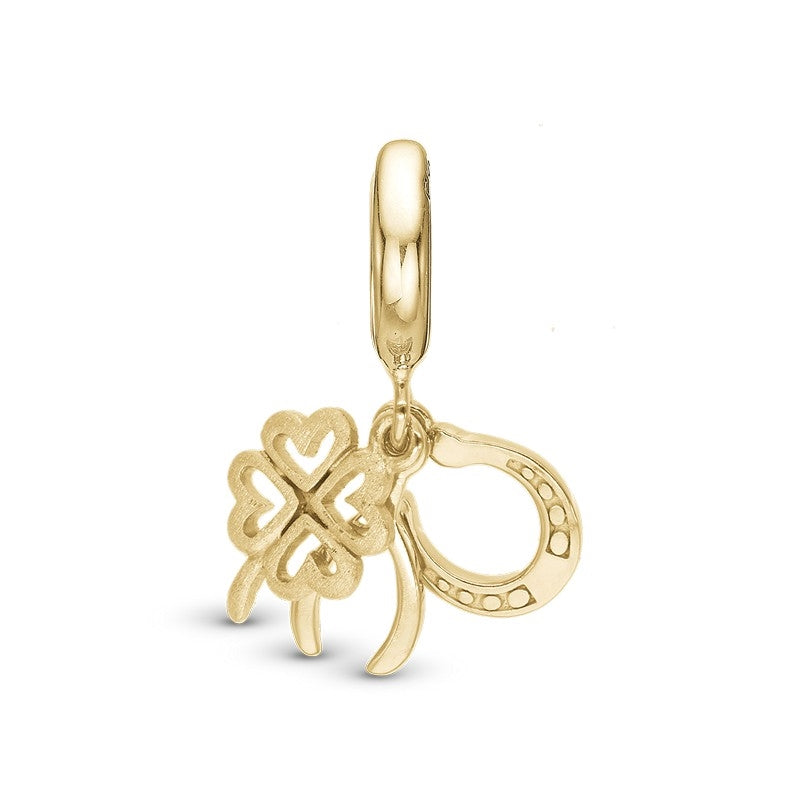 Christina Lucky charm i forgyldt sølv til læderarmbånd