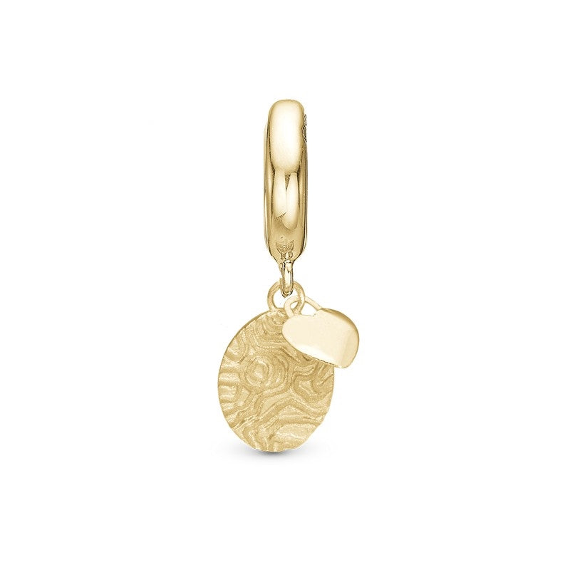 Christina Fingerprint charm i forgyldt sølv til læderarmbånd