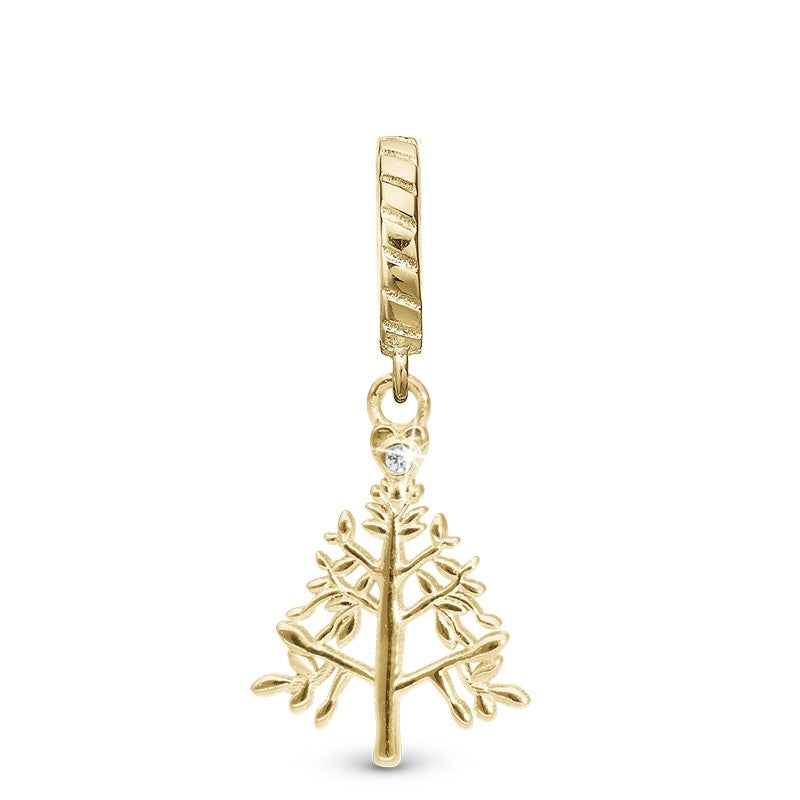 Christina Christmas Tree charm i forgyldt sølv med zirkonia til læderarmbånd