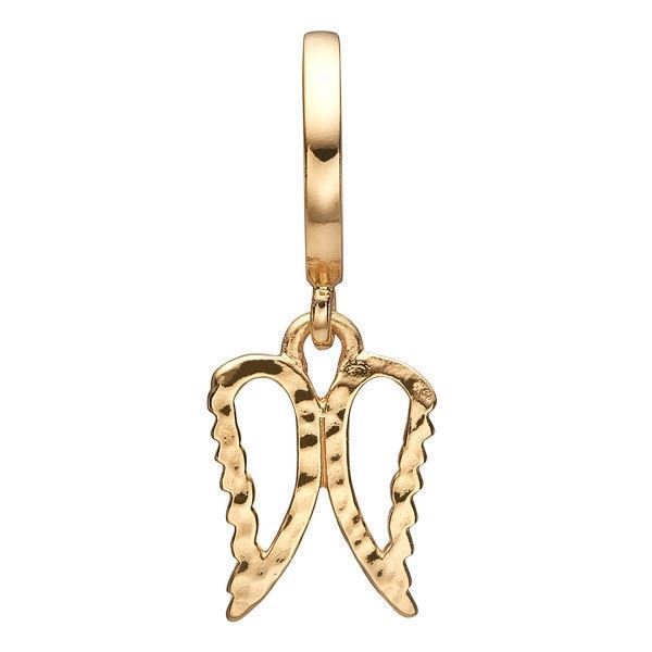 Christina Angel Wings charm i forgyldt sølv til læderarmbånd