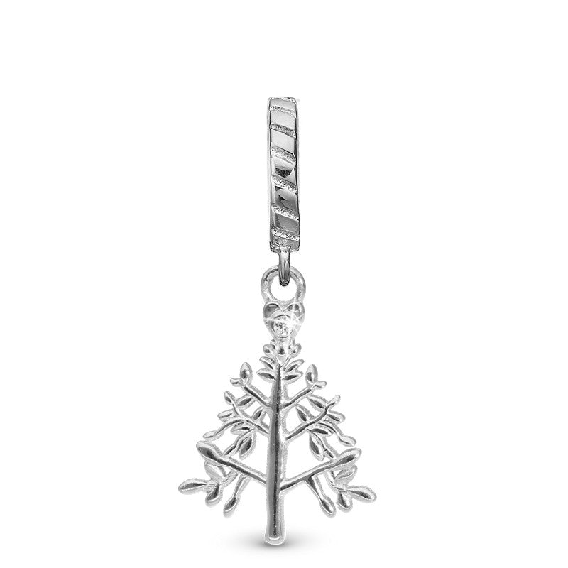 Christina Christmas Tree charm i sølv med zirkonia til læderarmbånd