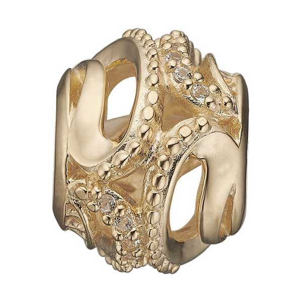 Christina Magic Nature charm i forgyldt sølv til læderarmbånd