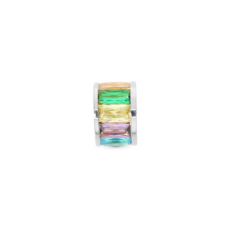 Christina Multi Color Baguette charm i sølv med zirkonia til læderarmbånd