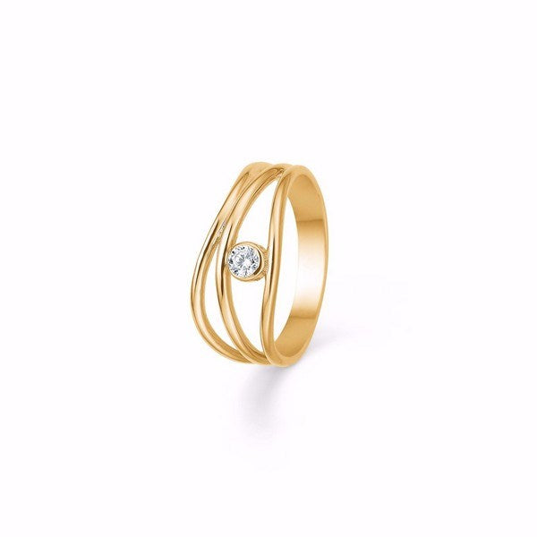 Guld & Sølv Design ring i 8 karat guld med funklende zirkonia sten