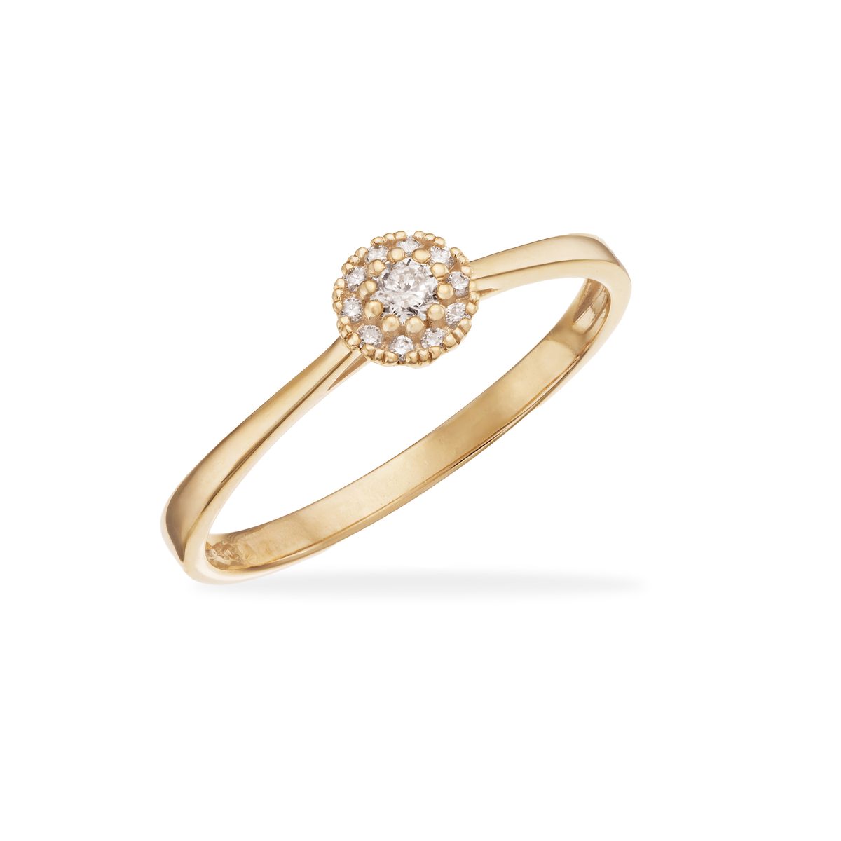 Scrouples rosetring i 8 kt guld med en krans af brillanter på i alt 0,096 ct