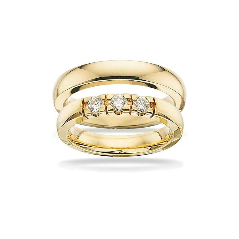 Scrouples Grace vielsesring i 14 kt guld med diamanter – set fra siden