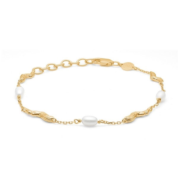 Studio Z Tangled armbånd i forgyldt sølv med kulturperler – moderne scandinavisk design