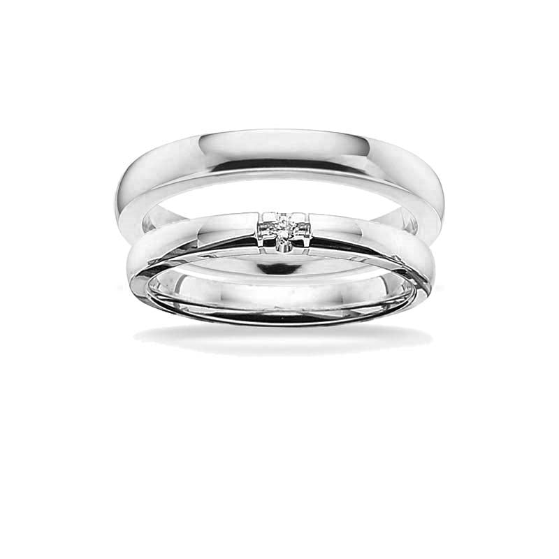 Scrouples Grace vielsesring i 14 karat hvidguld med diamanter – set fra siden