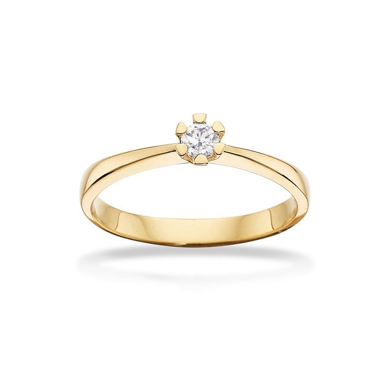 Scrouples Vida diamantring i 8 kt. guld med brillant – liggende på flade