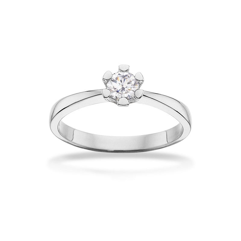 Scrouples Vida ring i 8 karat hvidguld med diamant brillant, set fra siden