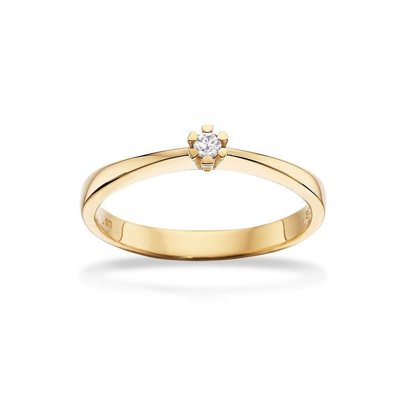 Scrouples Vida ring i 14 karat guld med brillant – nærbillede af fatning