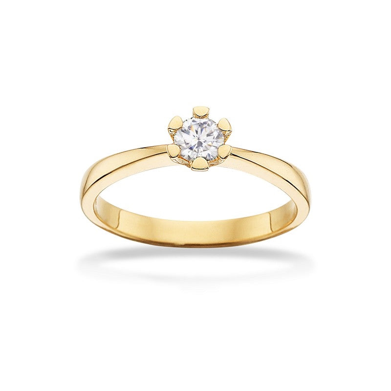 Scrouples Vida ring i 14 karat guld med brillant – nærbillede af fatning