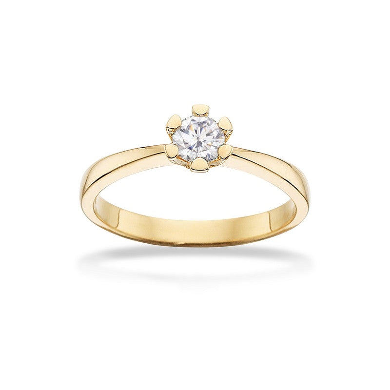 Scrouples Vida ring i 14 karat guld med brillant – nærbillede af fatning