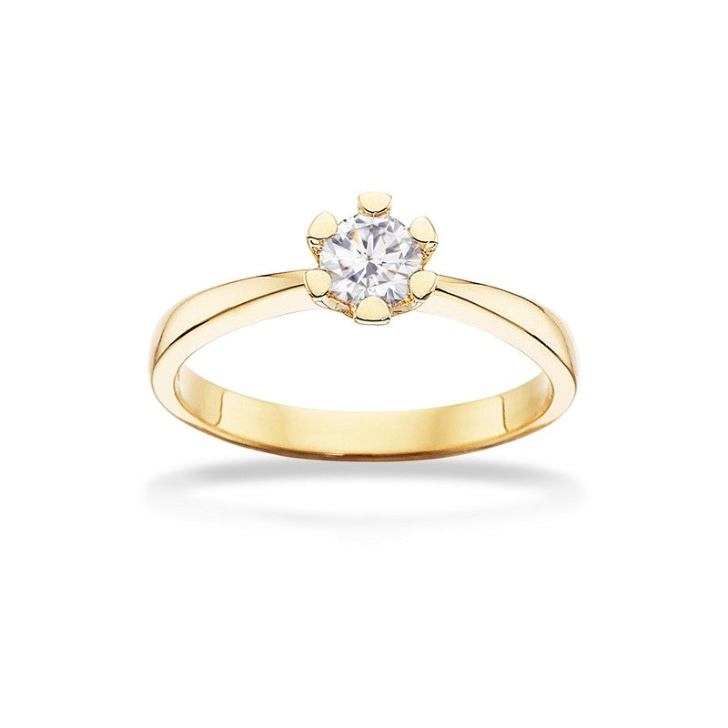 Scrouples Vida ring i 14 kt. guld med diamant – nærbillede af fatning