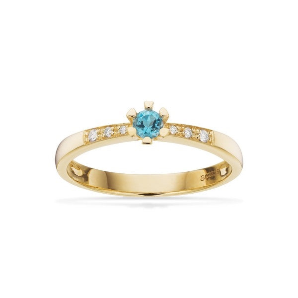 Scrouples Vida Darling ring i 8 karat guld med blå topas og brillanter