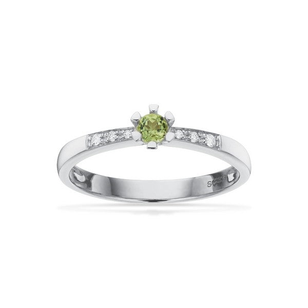 Scrouples Vida Darling ring i 8 karat hvidguld med grøn peridot og brillanter