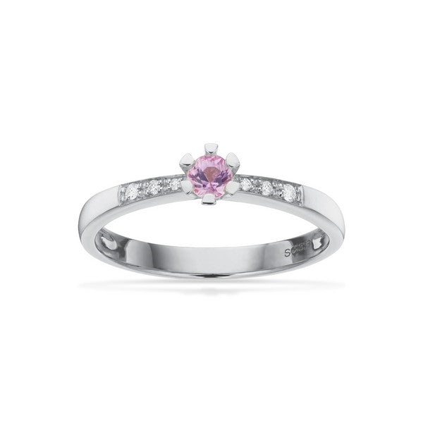 Scrouples Vida Darling ring i 8 karat hvidguld med pink safir og brillanter