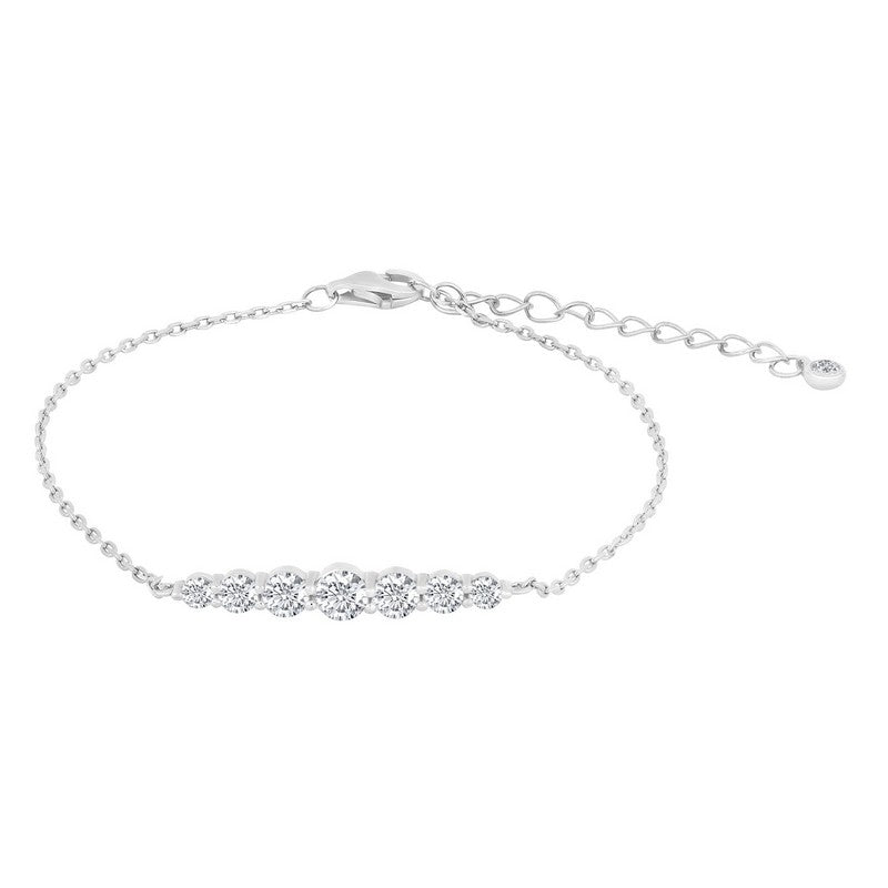 JoanliNor LINDANOR armbånd i rhodineret sølv med kubiske zirkonia-sten i en elegant bane på 40x28 mm
