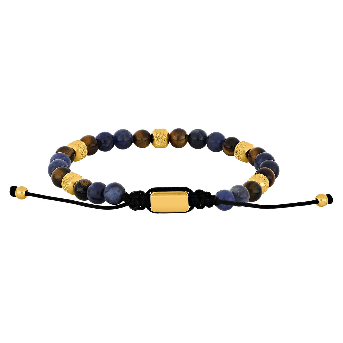 Nordahl Andersen Son of Noa herrearmbånd i IP forgyldt stål med sodalite og tiger eye perler