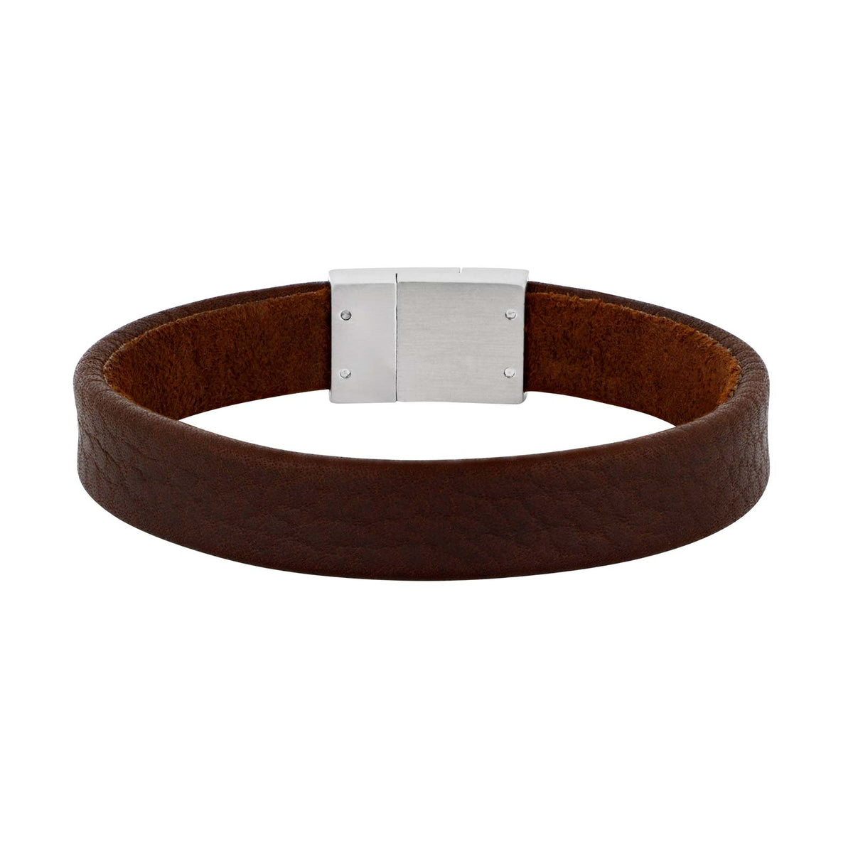 Nordahl Andersen Son of Noa armbånd i mørkebrun kalveskind med stållås, set fra siden
