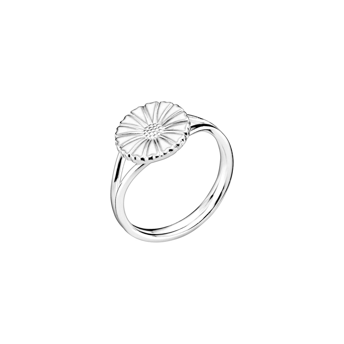 Lund Copenhagen marguerit ring i sterlingsølv med hvid emalje blomst på 11 mm