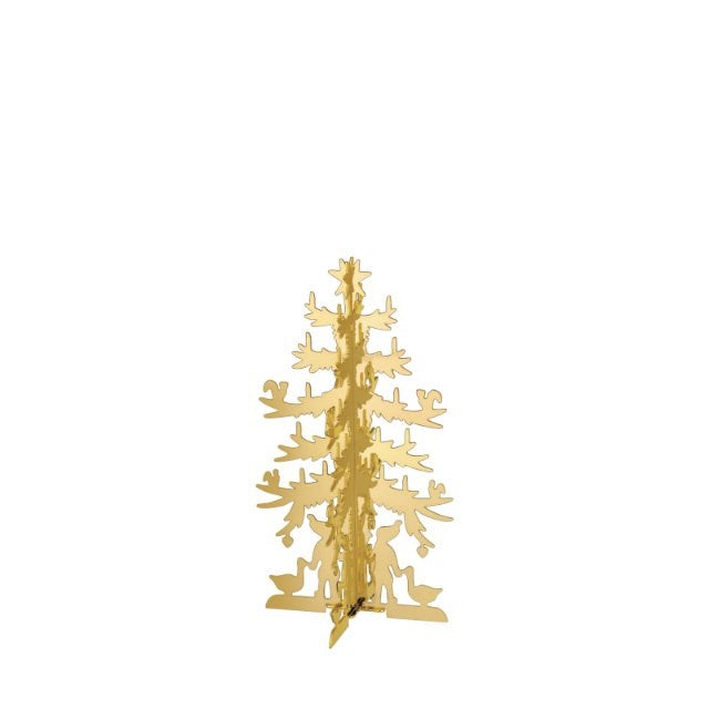 Nordahl Andersen julepynt – mini juletræ i messing med topstjerne og nisser, 9 cm højt