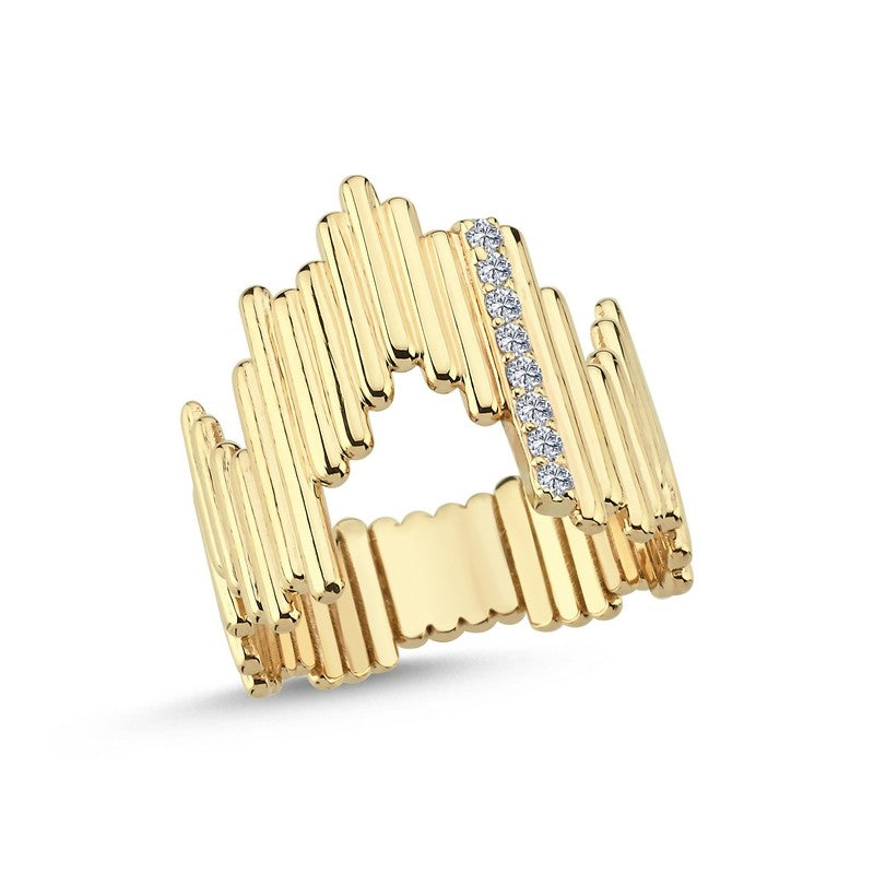 Nuran Piano diamantring i 14 karat guld med 0,12 ct brillanter i Wesselton/SI kvalitet