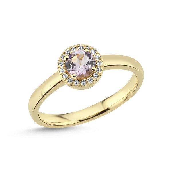Nuran Grace ring i 14 karat guld med pink ametyst og diamanter på 0,09 ct