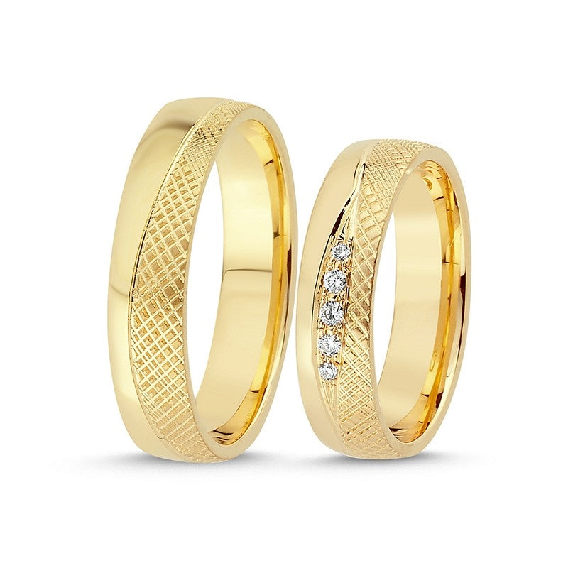 Vielsesringe i 14 kt guld med i alt 0,07ct A4140-007 2